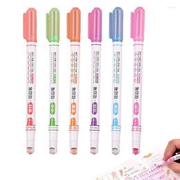 Coloured Highlighter Pens Dual Tip Marker With 6 Different Shapes 6Pcs For Writing Drawing Planner