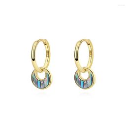 Stud Earrings Light Luxury 925 Sterling Silver Vintage Abalone Shell Women's Niche Turquoise Spot Wholesale