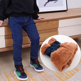 Trousers Fashion Autumn Winter Children's Fleece Warm Pants Thick Boys Jeans Baby Girl Boy Toddler Clothes 221207