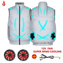 Men's Vests Men Summer Air Conditioning Clothing Fan Cooling Vest USB Charging sport man vest Outdoor Fishing summer 221208