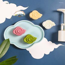 Baking Tools Festival 50g Barrel Mooncake Mould With 2 Pineapple Cloud Stamps Cookie Cutter Hand Press Green Bean Pastry Mould DIY Bakeware