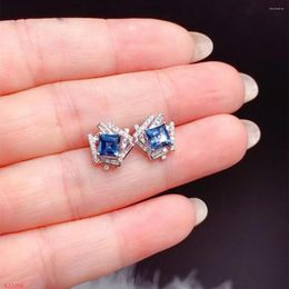 Stud Earrings Premium Jewelry Natural Gemstones 925 Sterling Silver London Blue Topaz For Women Girl Gift Party Marry