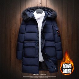 Men's Down Parkas Parka Jacket Men Winter Jacket With Fur Collar Hood Long Jacket Fashion Clothing Korean Fashion Overcoat Mens Streetwear 3XL 221208