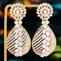 Stud Earrings Siscathy Exaggerate Luxury Hollow Water Drop For Women Trend Fashion Zirconia Hanging Earring Wedding Jewellery Accessory