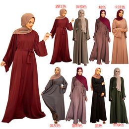 Ethnic Clothing Women Casual Muslim Maxi Abaya Dress Loose Nidha Long Sleeves Dubai Turkey Islam Clothes Caftan Robe Modest Gown Elegance