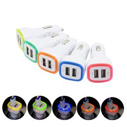 Universal Led Light Car Charger Dual Ports USB Car Vehicle Portable Power Adapter 5V 1A Accessories