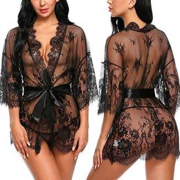 sex toy Plus Size Sexy Lingerie Women Attractive Lace Pyjama Coat