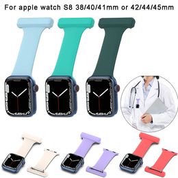 Nurse Doctor Smart Pin Bracelet Band Rubber Straps Silicone Smartwatch Brooch Watch Bands for Apple Watch iWatch Series 8 7 6 5 4 3 2 1 SE 44mm 40mm 42mm 38mm