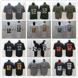 Men 12 Aaron Rodgers Football Jerseys Leopard Grain Rainbow Smoke Drift Hemp Grey Hyphenation Goddess Vapor Color Rush Army Green Salute to Service All Stitched