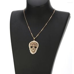 Choker Gothic Necklace Accessories Skull Gold Colour Crystal Women Skeleton Necklaces Punk Jewellery