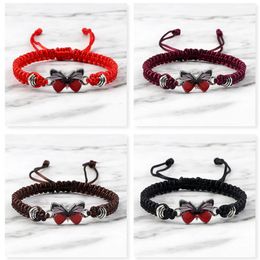 Handmade Braided String Rope Bracelet Women Butterfly Pendant Adjustable Charm Bangle Wristband Fashion Girl Jewellery Gift