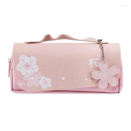 Storage Bags Cherry Blossom Pencil Case PU Leather Stationery Sweet