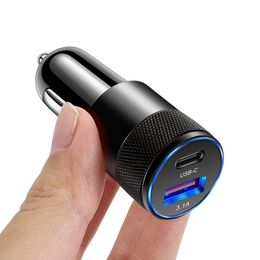 Quick Car Chargers Dual Port PD 20W QC3.0 3.1A USB Type C Car Charger Cellphone Adapter For iPhone 15 14 13 12 11 Pro Max
