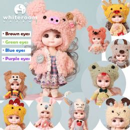 Dolls Ob11 BJD Doll Mini For Girls Animal Clothes Accessories 112 Toy Baby 3D Big Eyes Beautiful DIY Toys Dress Up Free Gift 221208