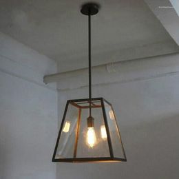 Pendant Lamps LOFT Vintage Brief Iron Living Room Bar El Flament Edison Bulb Glass Boxes