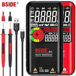 BSIDE Digital Multimeter TRMS LCD Colour Display DC AC Voltage Capacitance Ohm Diode multimetro NCV Hz Live wire Tester