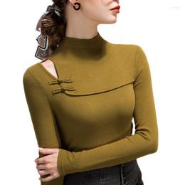 Women's Sweaters Autumn And Winter Off-shoulder Small High-neck Bottoming Shirt T-shirt Brushed Western European Style With Top