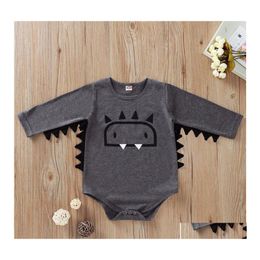 Rompers Baby Long Sleeve Solid Colour Small Monster Romper Boy Grey Jumpsuit Kids Clothes One Piece Zht 313 Drop Delivery Maternity C Dhznk
