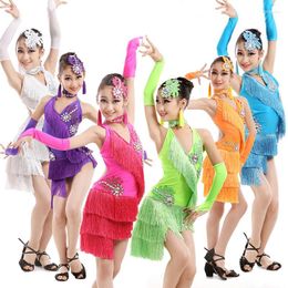 Stage Wear 5 PCS Children Latin Dance Dress Child Ballroom Clothing Girls Skirts Kids Practice Competition 89