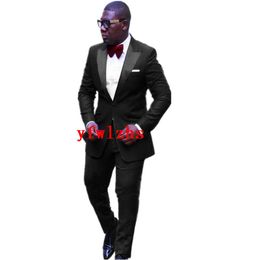 Custom Made One Button Groom Tuxedos jacket Men Suits Peak Lapel Groomsmen Wedding Prom Man Blazer Colour Optional 12