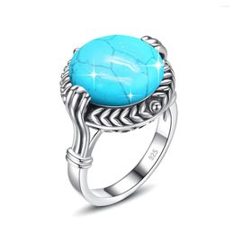 Cluster Rings Silver 925 Turquoise For Women Vintage Filigree Persian Design Ring With Stone Jewelry 2022 Delicate Woman Gift TQ