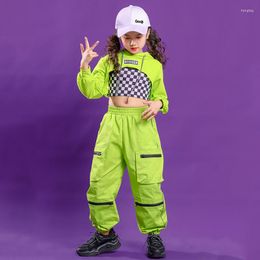 Stage Wear Kid Kpop Outfit Clothing For Girl Hoodies Sweatshirt Crop Top Long Sleeve Shirt Tank Tactical Cargo Pants Dance Hip Hop Costume