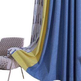 Curtain Window Treatments Chenille Blue Curtains for Living Room Cashmere Seamless Patchwork Curtain Fabric Sunscreen Jacquard Blackout Window 221208