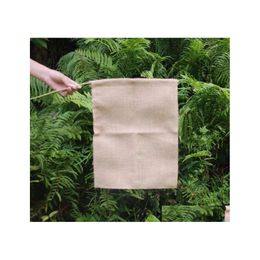 Banner Flags Blank Linen Garden Flag Polyester Burlap Decorative Yard For Embroidery And Sublimation 12X16 Inches Sn2493 Drop Delive Dhpyd
