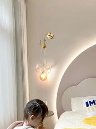 Wall Lamps Children Bedroom Bedside Lamp Nordic Antler Ball Glass Bubble Light Luxury Small Chandelier Stained Sconces Led