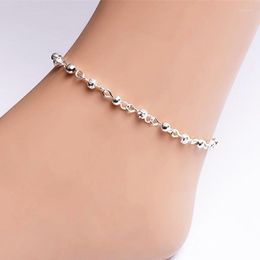Anklets Fashion Silver Plated Ankles Woman Small Beads Ankle Bracelet For Women Hollow Balls Beach Foot Accessories Wholesale