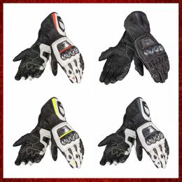 ST863 Motorbike Racing Bike Protective Long Leather Gloves Black White Yellow Gloves