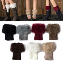Knee Pads Solid Color Feather Yarn Socks Cover Boot Cuffs Knitted Warm Winter Crochet Women Elastic Fashion Soft