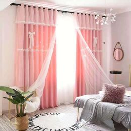 Curtain High-precision Hollow Star Stitching Double-layer Children's Princess Room Bedroom High Shading Window Curtains Floating Girls