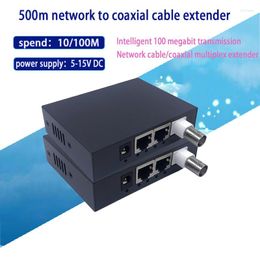 Fibre Optic Equipment 1 Pair 10/100M Ip Coaxia Transmission BNC To Rj45 Port Extender CCTV HD Video EOC Ethernet 500m