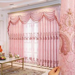 Curtain High-grade Chenille Embroidered Curtains Living Room European-style Bedroom Floor-to-ceiling Balcony High Shading Bay Window