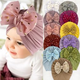 Hats 1pc Retail Fashion Threaded Baby Headdress Wild Bow Hair Band Elastic Headband Girls Infant Bows Turban