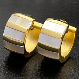 Hoop Earrings Wonderful Fashion Silver Natural Shell Low Women Shiny Stainless Steel Jewellery Round Gloss Premium C Shape