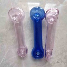 Latest Colourful Circle Glass Smoking Pipe 7 Colour Hand Cigarette Oil Burner Tobacco Spoon Pipes Tool Accessories