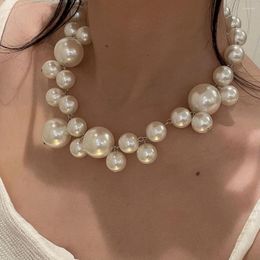 Choker GSOLD Elegant Multi Strand Pearl Necklace For Women Wedding Bridal Beaded Illusion Floating Short Necklaces French Fashion Jewel
