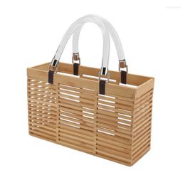 Storage Bags Bamboo Bag Handbag Rectangular For Beach Party