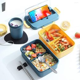 Dinnerware Sets Safe Material Sturdy Microwave Square Insulation Lunch Box Stainless Container Leak-proof For Worker