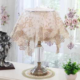 Table Cloth BEI European Style Organza Lace Luxury Embroidered Dustproof Cover Desk Reading Lamp Telephone Tablecloth Home Decorate