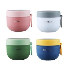 Dinnerware Sets Breakfast Cup Soup Bowl With Plastic Lid Portable Oatmeal Mug Cups Containers Wide Coffee Seal & Leak Proof