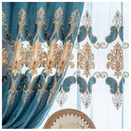 Curtain European Hollow Rope Embroidery Curtains For Living Room Bedroom Fabric Fashion Blackout Light Luxury Finished Custom Home Decor