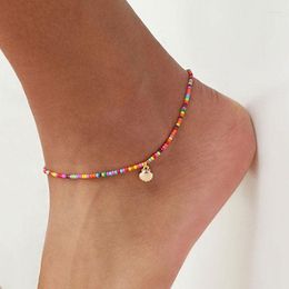 Anklets Vintage Colorful Acrylic Beads Shell Conch For Women Geometric Yoga Foot Jewelry Barefoot Sandals Beach Anklet YN909