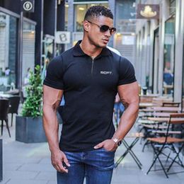 Men's Polos High Quality Cotton Slim Fit Polo Shirt Casual Sports Shirts Short Sleeve Gym Clothing Fitness Tops Tees