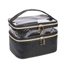 Cosmetic Bags Cases Woven Pattern Make Up Bag Large Capacity Makeup Pocket Waterproof For Swimming Fitness