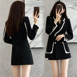 Women's Suits Spring Women Blazer 2022 Autumn Ladies Thin Suit Coat Plus Size Long Sleeve Black Tops Double Breasted Overcoat Femme