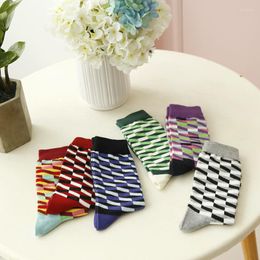 Men's Socks Happy British Colorful Diamonds Unisex Skate Cotton Square Business Nail Art Garments Chaussettes