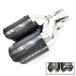 63mm Glossy Real Carbon Fiber & Stainless Steel Car Dual Exhaust Pipe Tail Muffler Tip